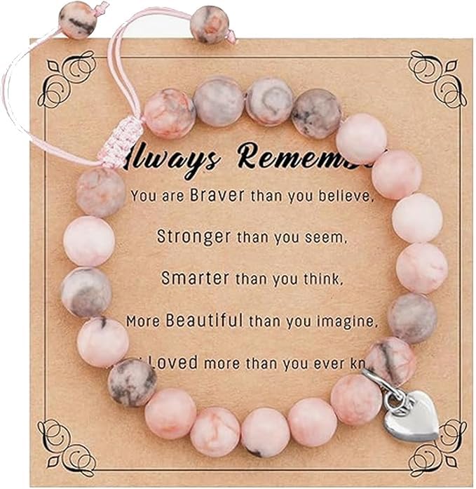 Oykrueats Armband Mädchen Rosa Naturstein,Naturstein...