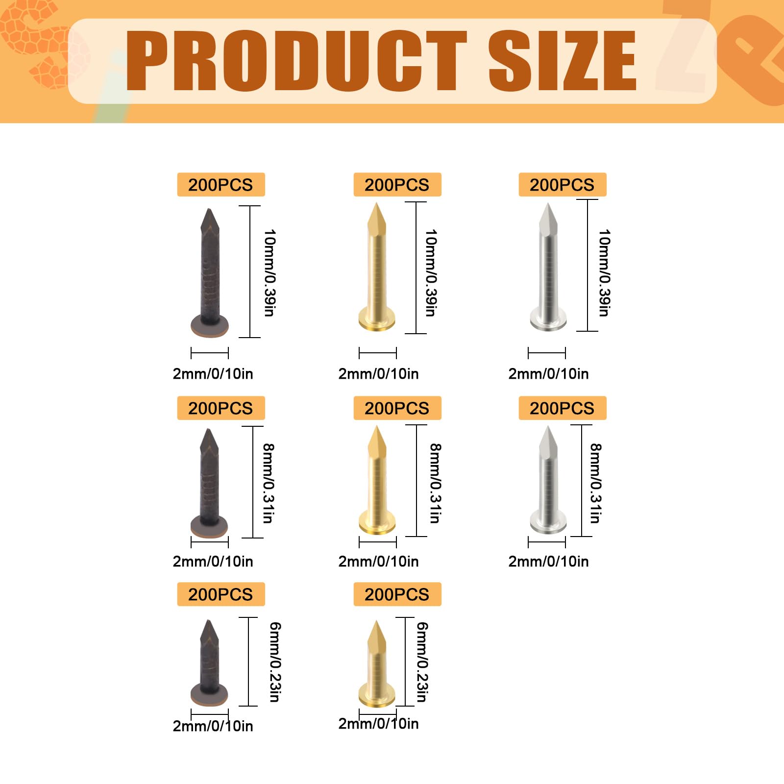Tanstic 1600Pcs Small Tiny Nails Kit, 1x6mm, 1x8mm - Image 2