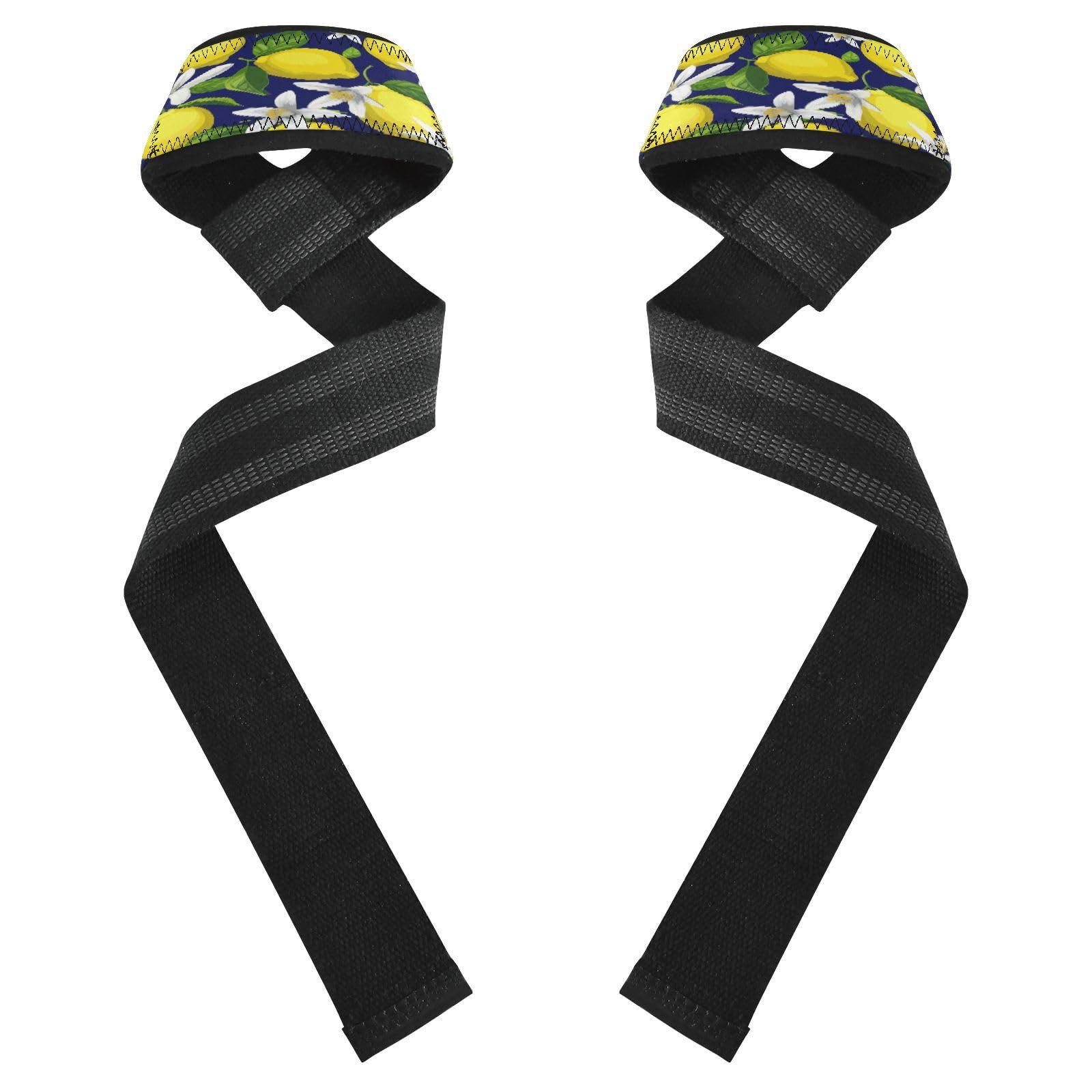 STAYTOP Yellow Lemon Wrist Straps for Weightlifting,Lifting Straps with Neoprene Cushioned Wrist Padded and Anti-Skid Silicone for Strength Training,Bodybuilding,Deadlifting