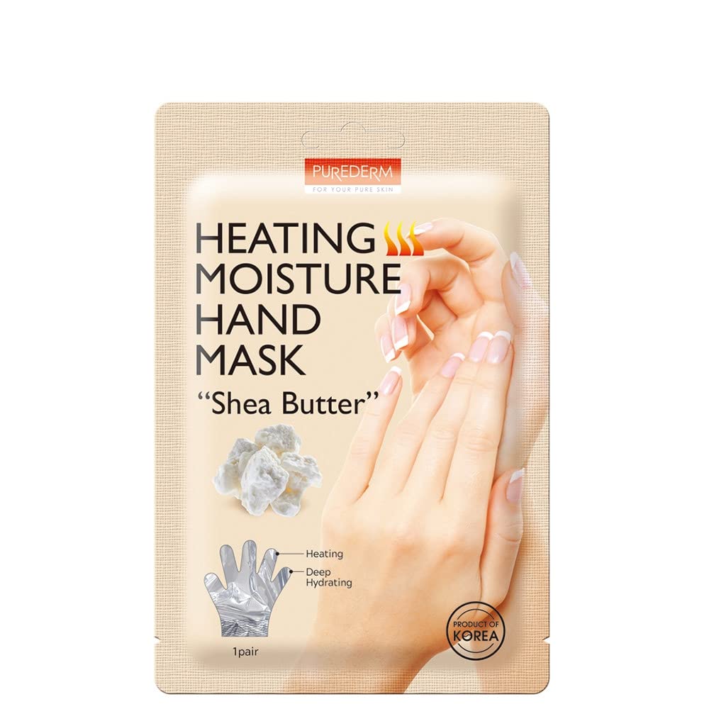 Masque hydratant chauffant pour les mains "BEURRE DE KARITE" PUREDERM Masque hydratant chauffant pour les mains Gants hydratants unisexes 1 paire