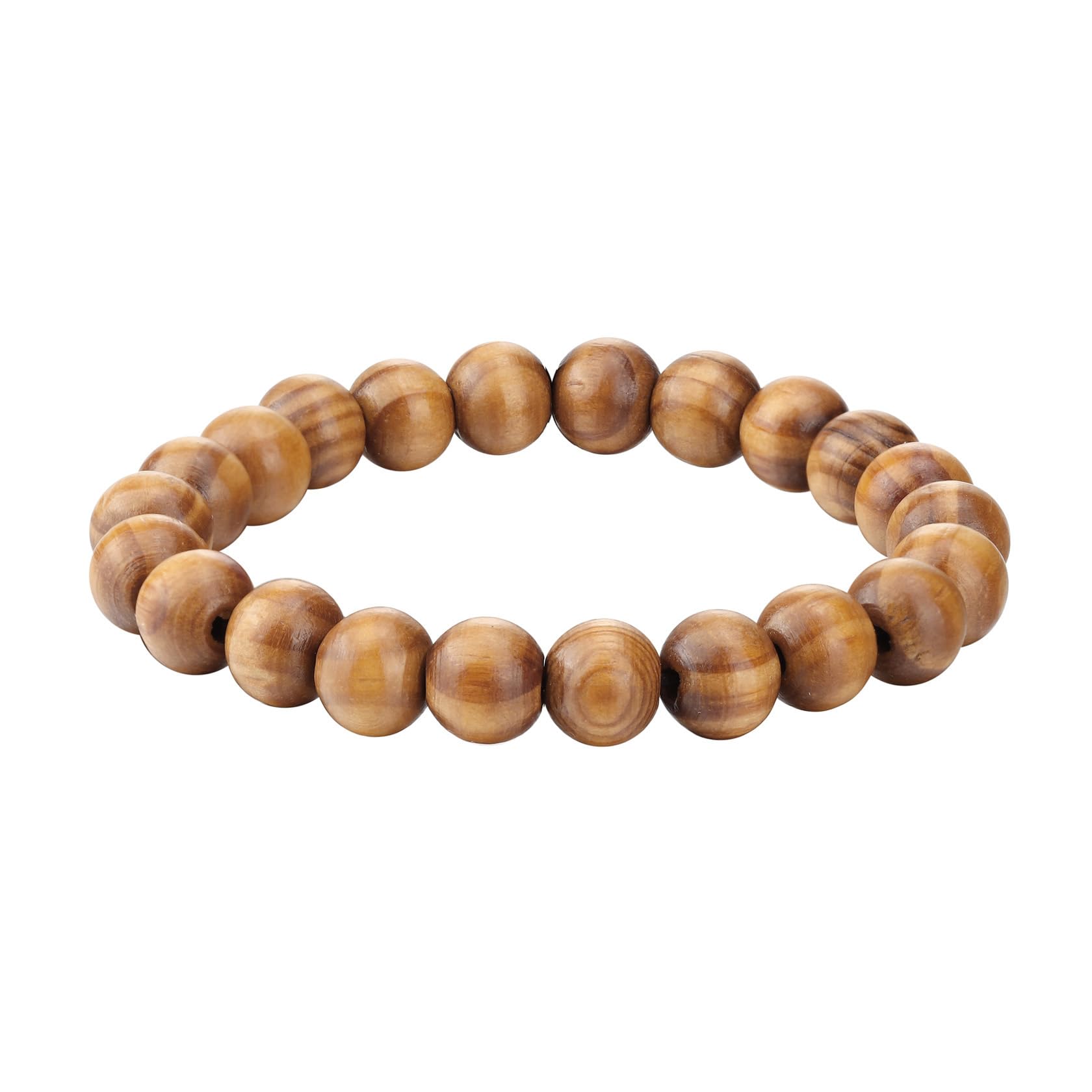 SOHNVWTGD Mens Womens 8mm/10mm Wood Beads Bracelet Stretchable Tibetan Beads Buddhist Prayer Mala