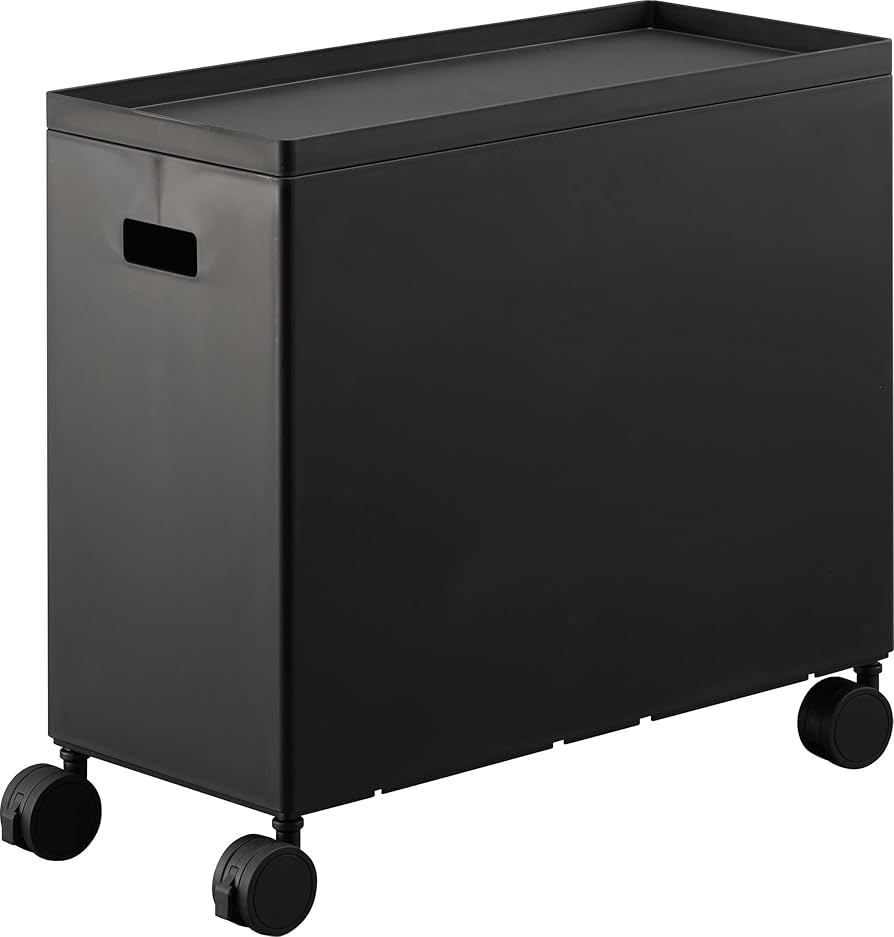 【新品未使用】山崎実業(Yamazaki) スチールワゴン Lサイズ ブラック Amazon｜山崎実業(Yamazaki) 蓋付き 収納ボックス ワゴン L