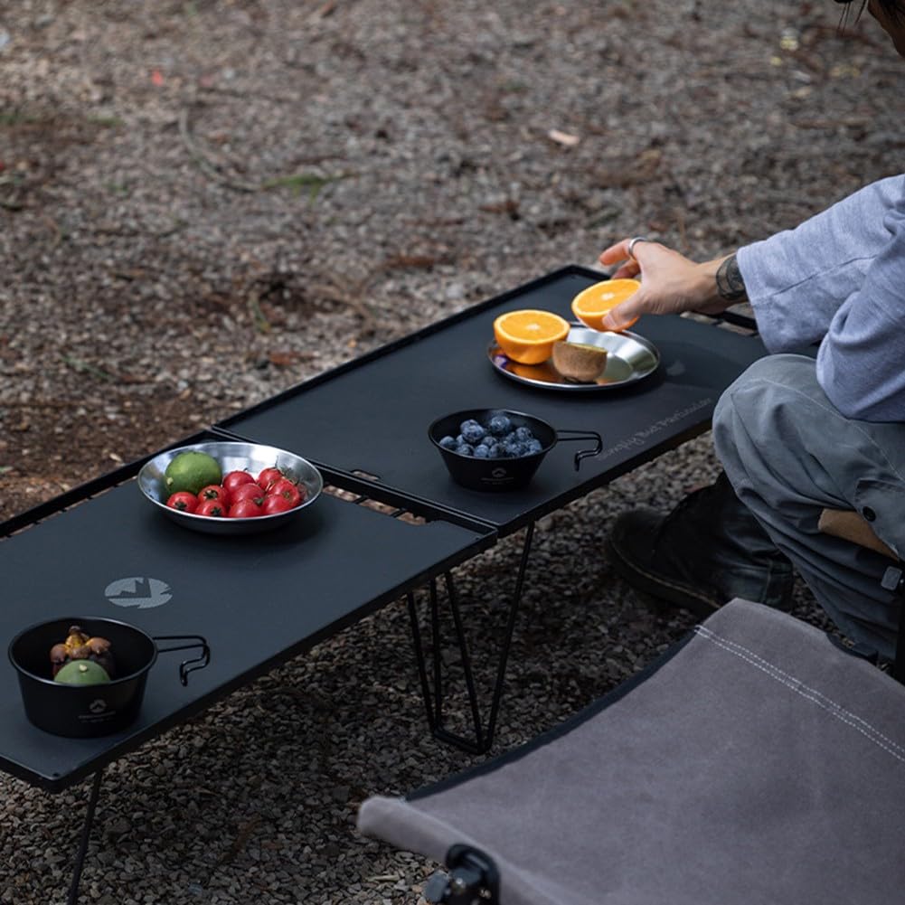 FACAIIO Set di posate da campeggio in acciaio inox 304, anti-caduta, portatile, con custodia, per escursionismo, picnic, pranzo