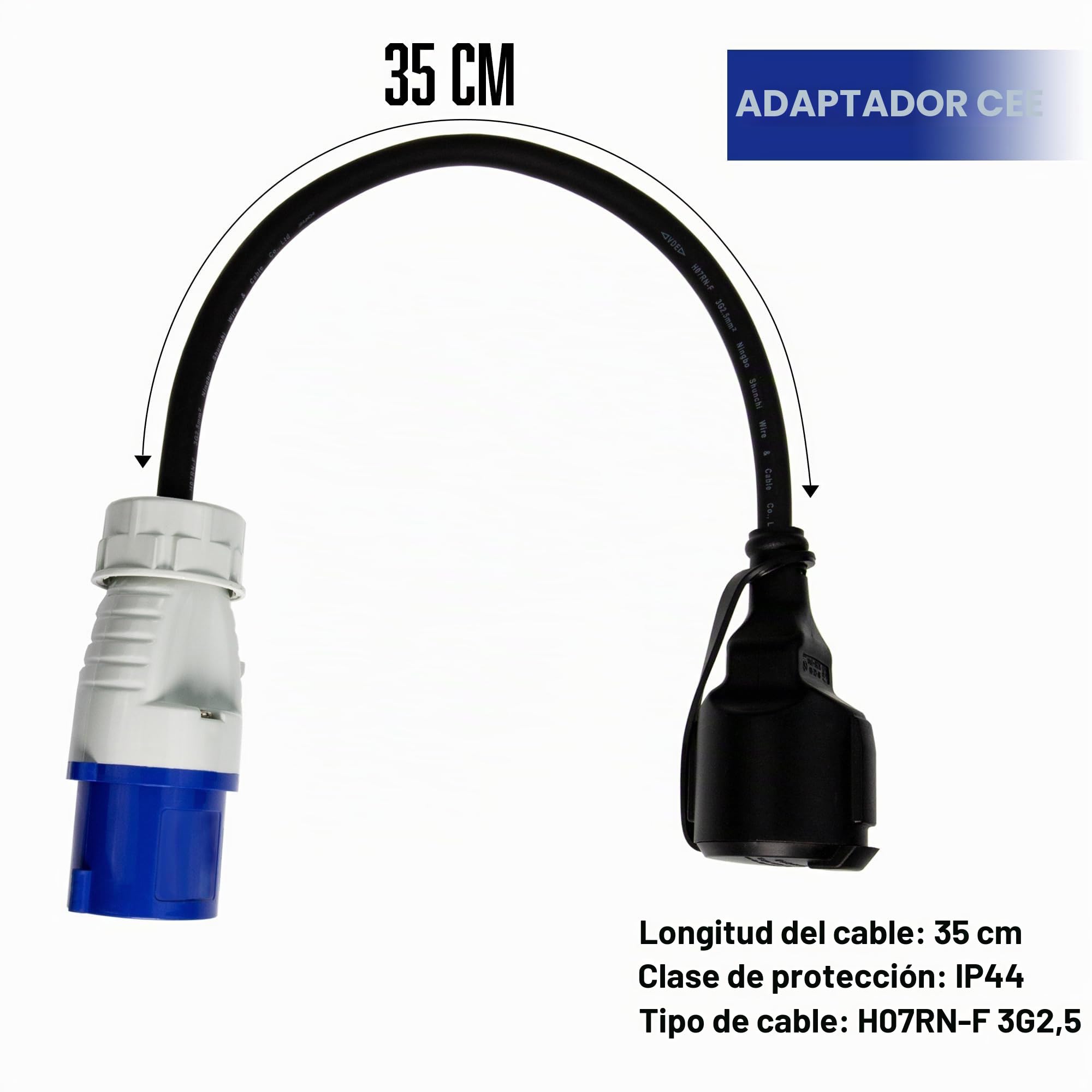 3 adaptadores CEE CEE a Schuko a Enchufe CEE 230V 16A para Camping y autocaravanas