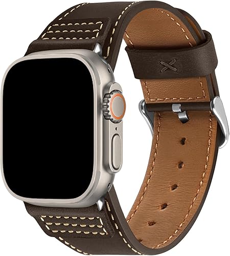 Miniatura 12 de Wristitani Leather Bands Compatible with Apple Watch Strap 49mm 46mm 45mm 44mm 42mm 41mm 40mm for Men, Top Genuine Leather Replacement Straps for