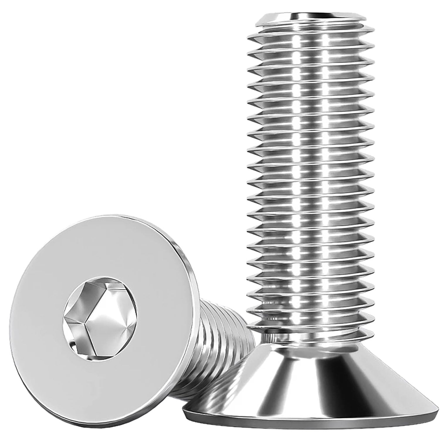 Humyu M6 Hex Bolts, M6 Countersunk Bolts 20mm, 304 Stainless Steel Flat Head Socket Cap Screws Bolts, Full Thread Fasteners