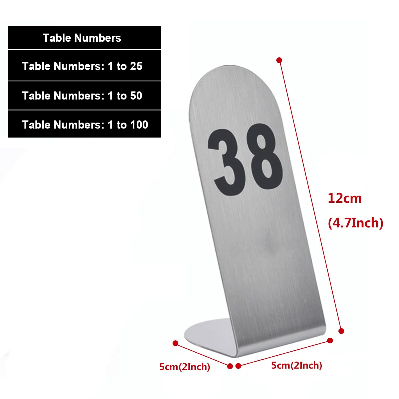 V3VOGUE Numero di Tavolo Ristorante in Acciaio Inox, 1-25/50/100 Carte da Numero di Tavolo, Impilabili, Robusti E Leggeri, Tavolo Segno per Matrimonio, Targhette Numerazione Tavoli