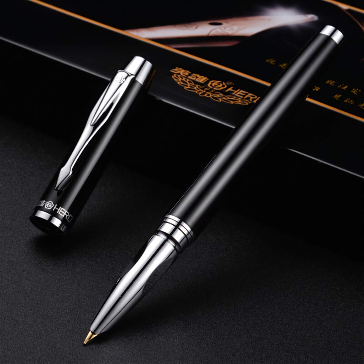 VIDOO Füllfederhalter Set 0.5 mm 0.8 mm Nib Kalligraphie schreiben Unterzeichnung Stiftkugel Stift Geschenke Box für Studenten Freunde Familien Kollegen - Schwarz