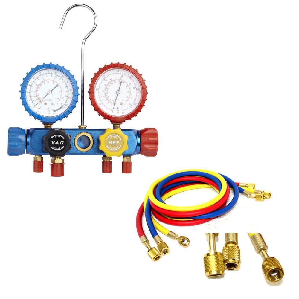 Airtech-Uk Air Conditioning Ac Diagnostic A/C Manifold Gauge Tool Set Refrigeration R-410A
