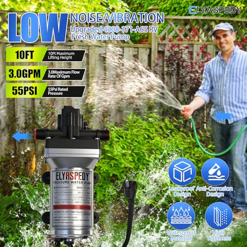 Image of 2026 Upgraded 4008-171-A65 RV Fresh Water Pump, 115 V AC 3.0 GPM, 55 PSI