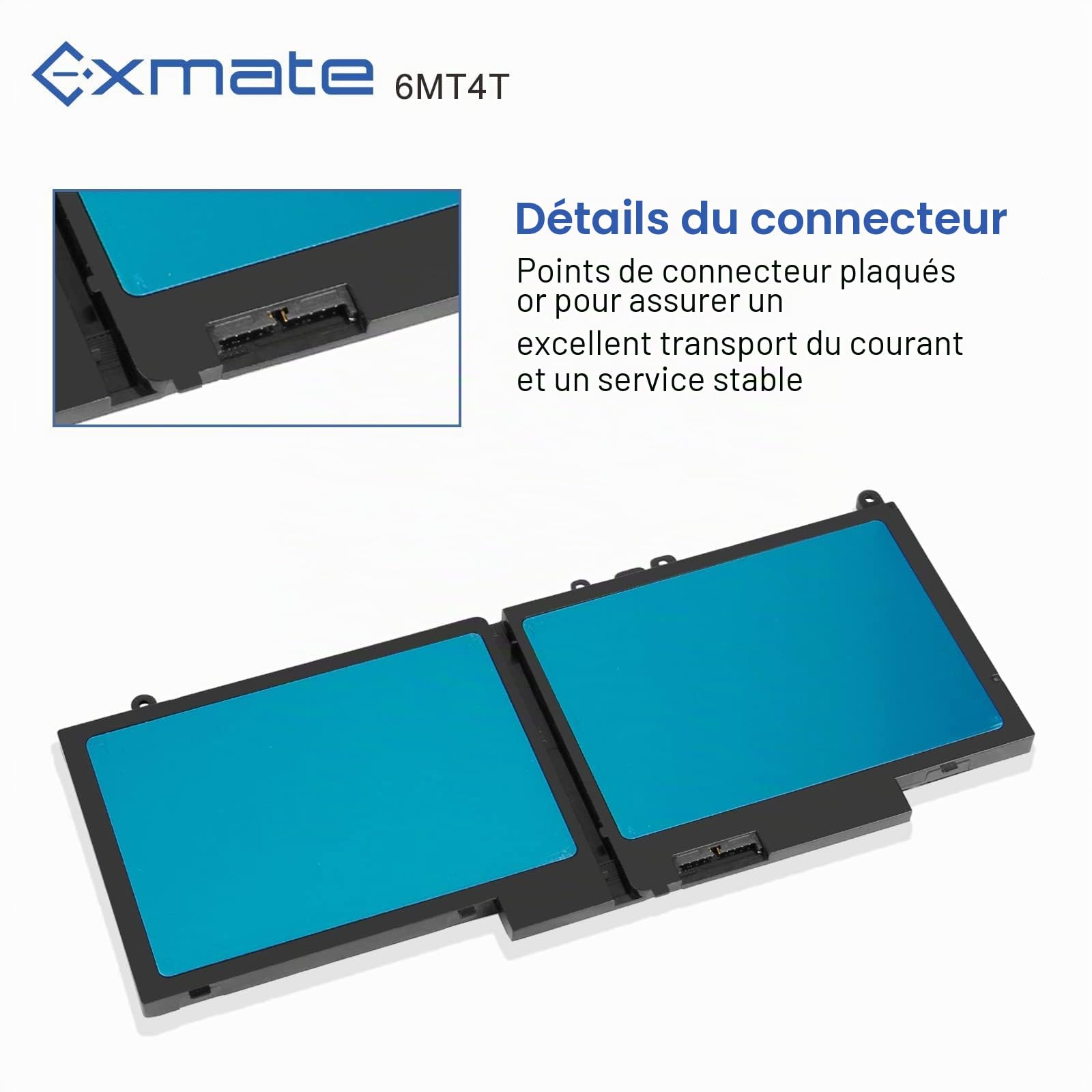 Exmate 6MT4T 7V69Y TXF9M 79VRK Batterie pour Dell Latitude E5470 E5550 E5570 [7.6V 62Wh]