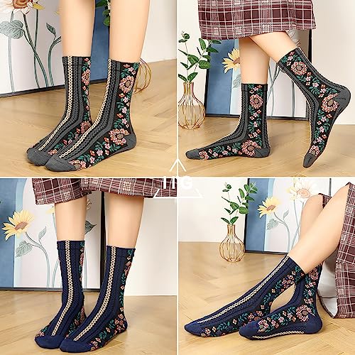 Image of IIG Women's Fashion Cute Cotton Socks Novelty Funny Above Ankle Crew Socks Holiday Gifts for Women 4 /5 Pairs