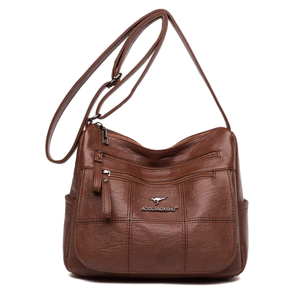 New Handbags for Women Multi Pockets Casual Cross-body Bags Ladies Waterproof Purse and Shoulder Bags Slightly Messenger Bags for Daily Use - Brown