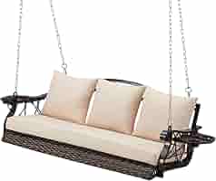 swing 　　no3 Amazon.com : ZZW 3-Person Wicker Porch Swing Chair Heavy