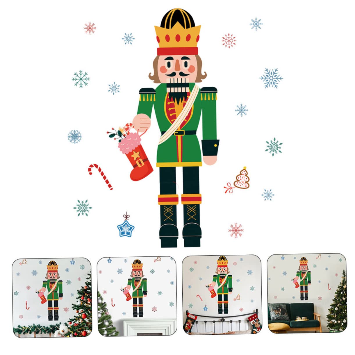 TOPBATHY 4 Blätter Weihnachtsfensteraufkleber Weihnachtliche Kühlschrankdekoration weihnachtsaufkleber kühlschrankaufkleber weihnachtliche fensterbilder weihnachtliche wandaufkleber