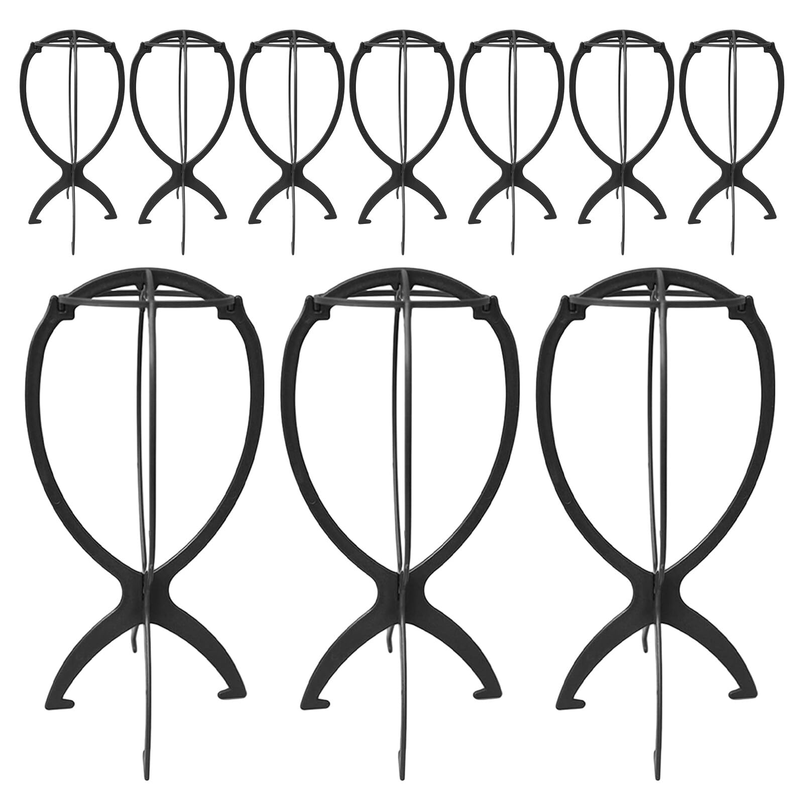 Zerodeko Supporto per Parrucche da Tavolo in Plastica Nera Set da 10 Pezzi per Esposizione e Asciugatura Porta Parrucche per Rivenditori Barbieri e Uso Domestico