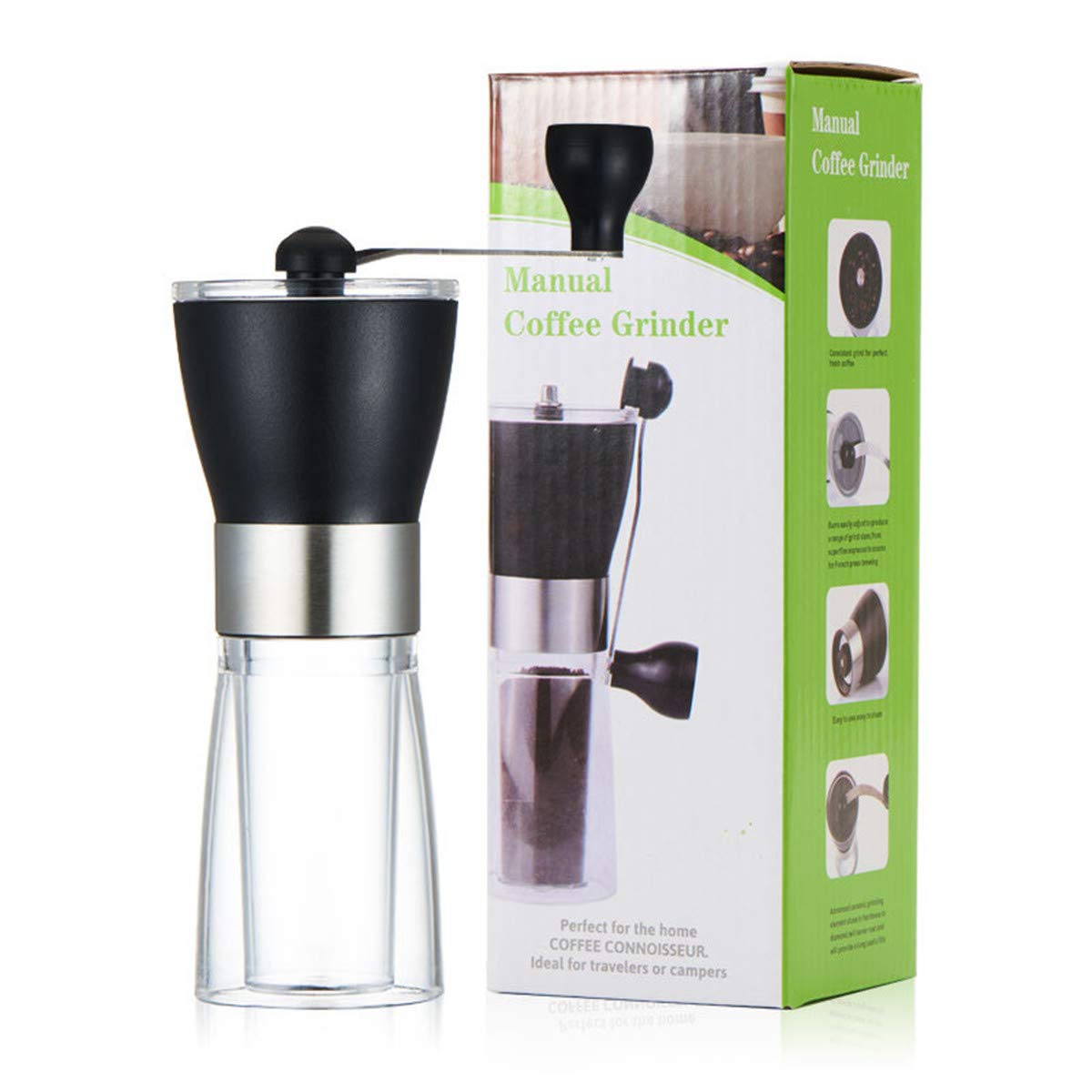 Manivela De Acero Inoxidable Resistente Al Desgaste Que Ahorra Espacio Molinillo De Café Con Núcleo De Cerámica Molinillo De Café Manual Lavable, 17x15x6cm