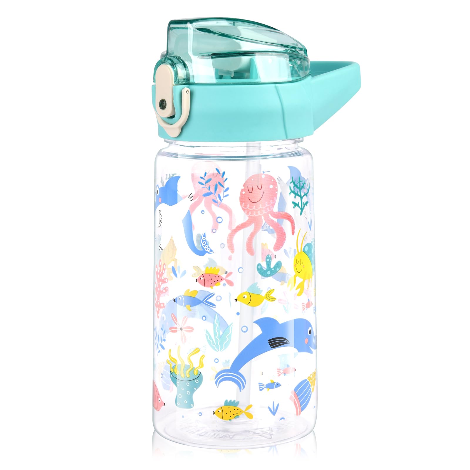 flintronic Borraccia Bambini, 500ML Borraccia per Bambini Senza BPA, Bottiglia Acqua con Cannuccia, Bottiglia d'Acqua a Prova di Perdita, Regalo per Bambini