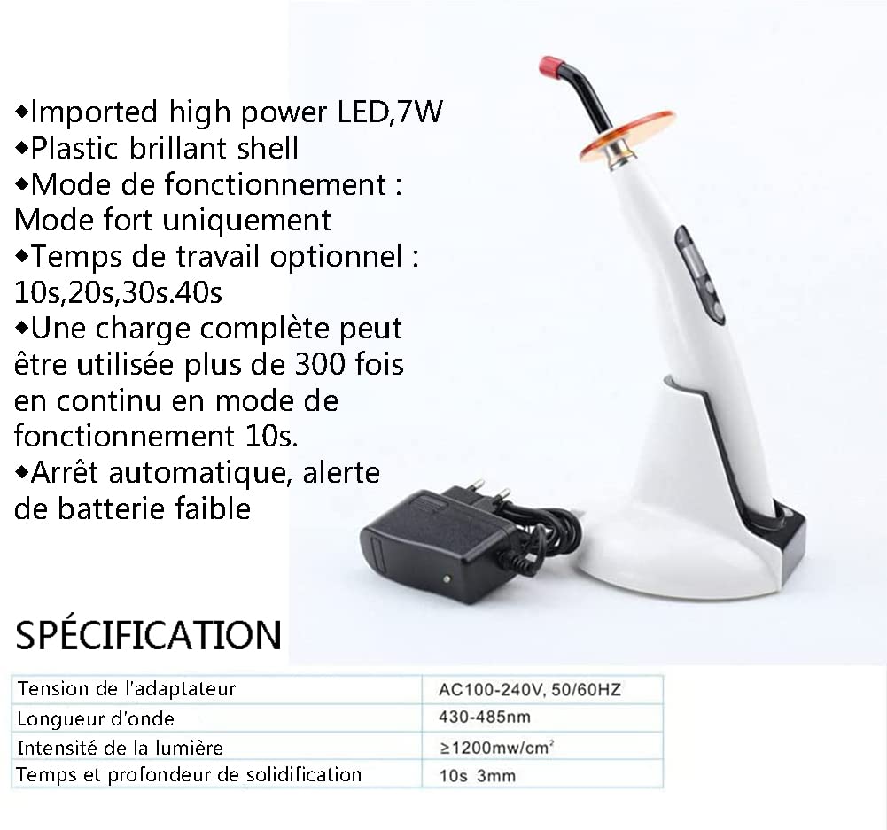 Lampada Per Fotopolimerizzazione Senza Fili Senza Fili 7W Ad Alta | Potenza LED Dentale Tre Modalità di Iavoro 1500Mw/Cm2