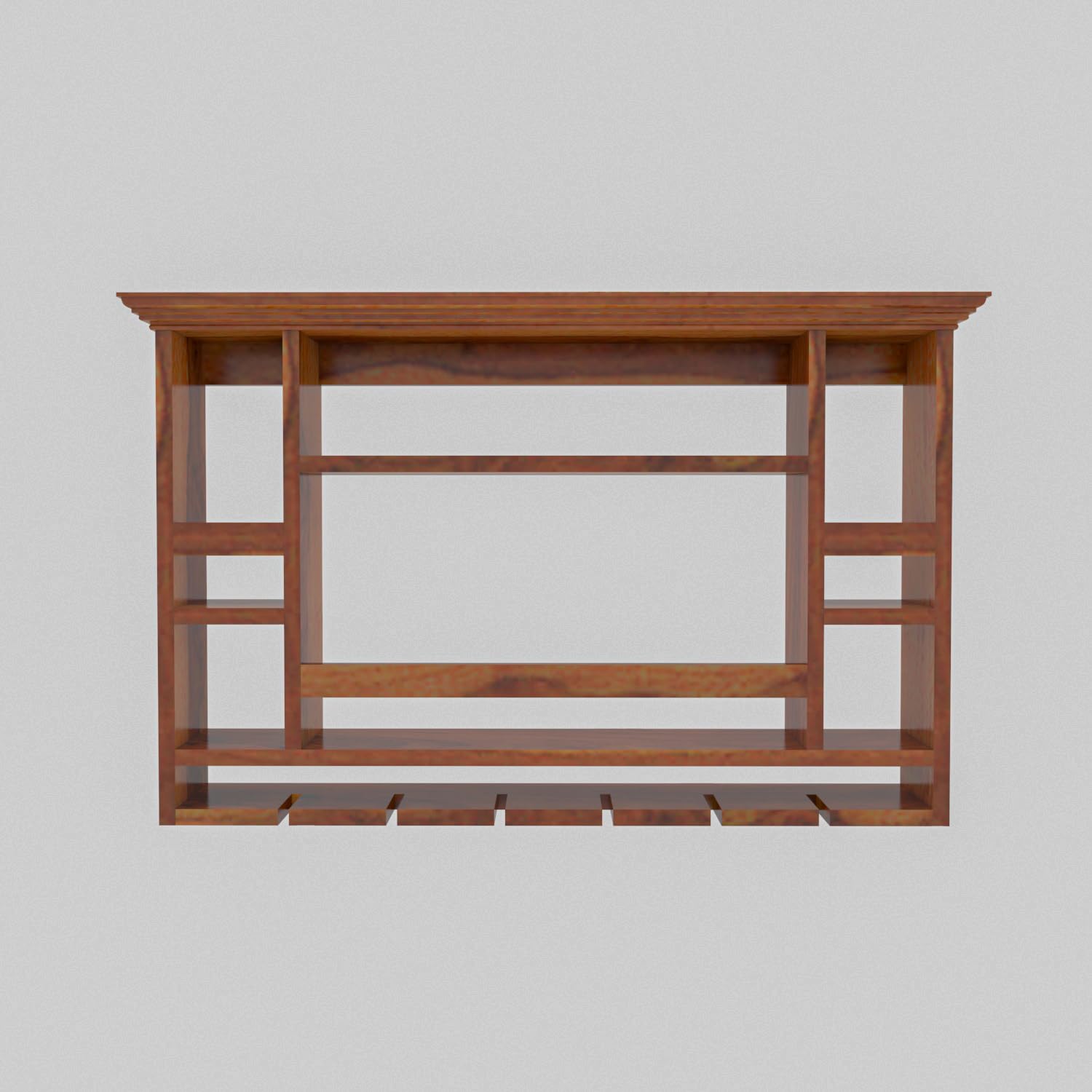 Sheesham Wood Wall Mounted Chessy Wine Rack - 8 Bottle and Upside Down Glass Storage - Elegent Wooden Bar Cabinet for Home Wine Collection (Honey Finish)-image-8