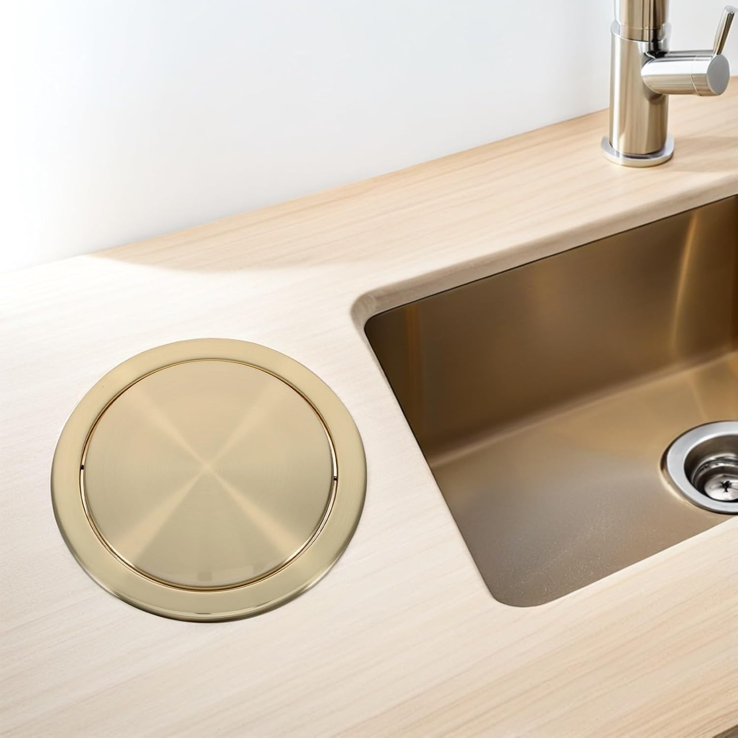 Embedded Trash Can Lid Stainless Steel Golden Recessed 19.3-23cm image 4