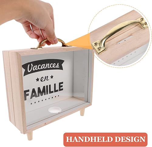 Miniatura 2 de Didiseaon Caja de dinero de madera Piggy alcancias de Dinero para adultos Fondo Sombra Banco de monedas de madera Banco de dinero Banco de dinero de