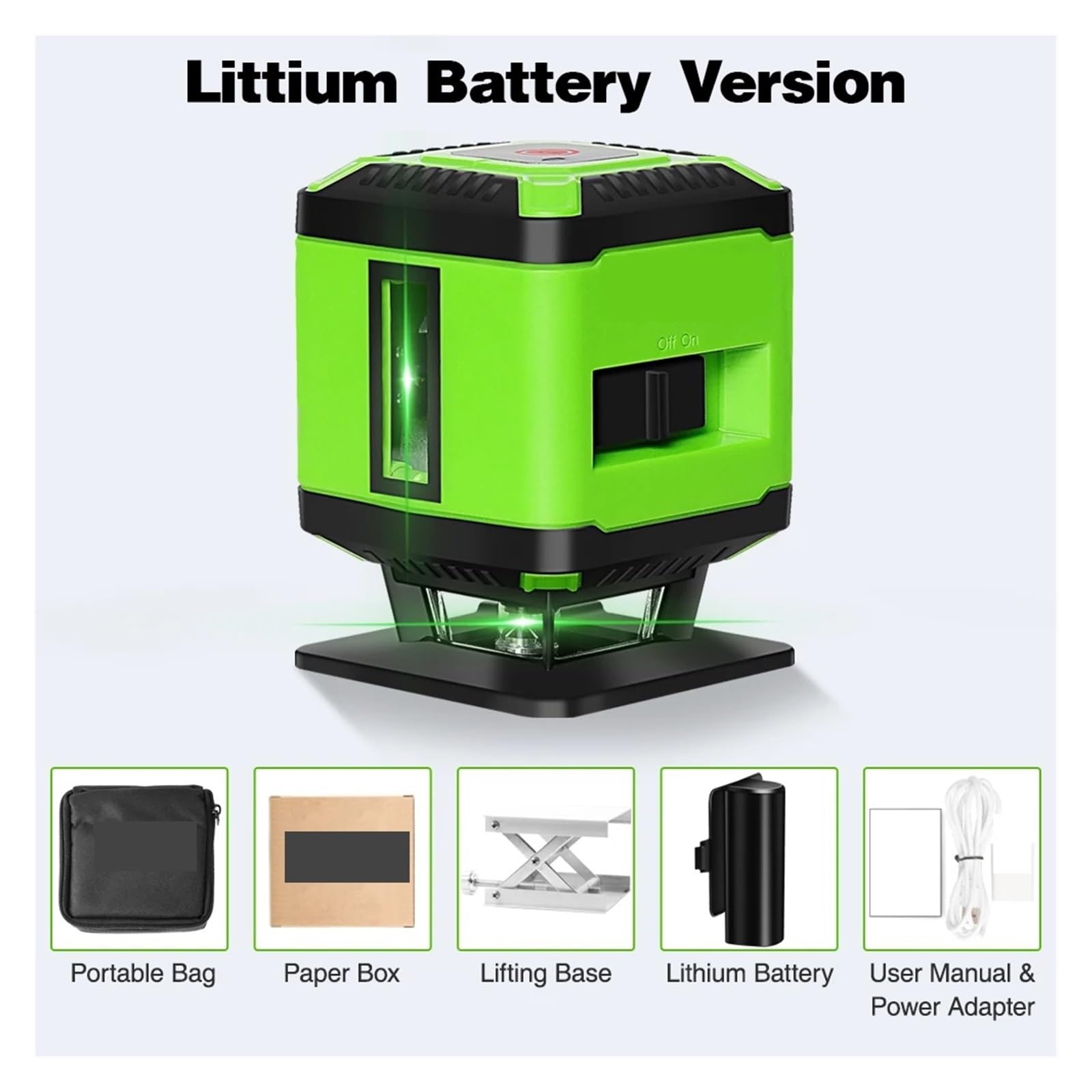 medidor de Distancia láser, Nivel Láser De Piso Rayo Verde, Herramienta Línea Cruzada Autonivelante 360 ​​° para Colocación Azulejos Cuadrados con Base FL360G