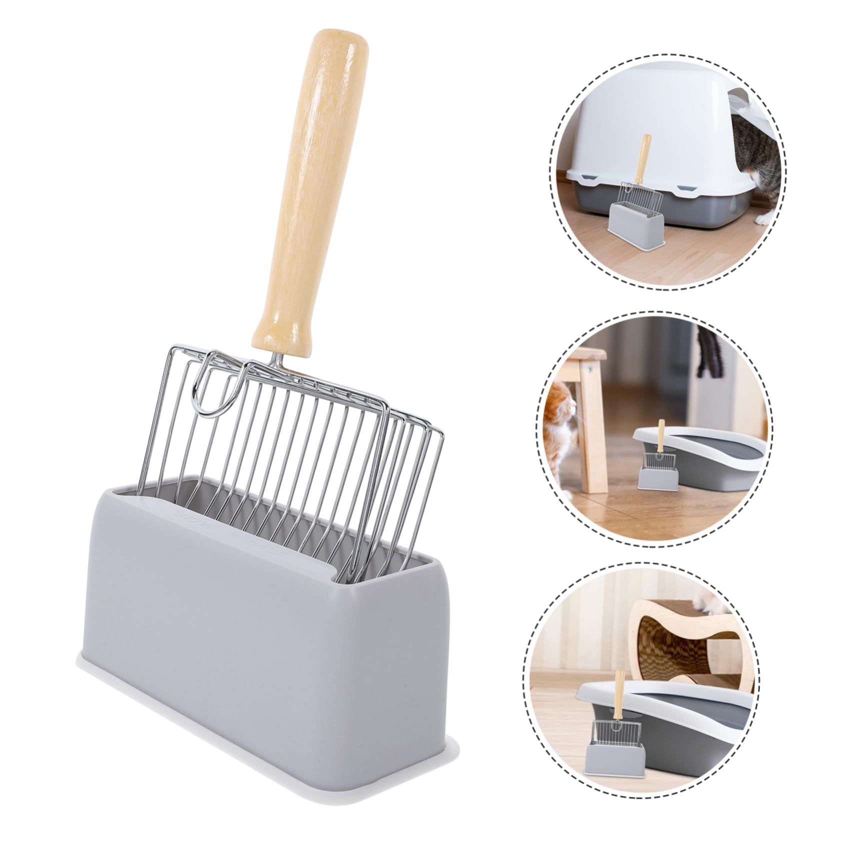 BESPORTBLE 3sets Cat Litter Scoop Acciaio Inossidabile Facilità di Pulizia con Manico Ergonomico per Lettiera e Contenitori per Gatti Accessorio Pratico e Resistente con Base