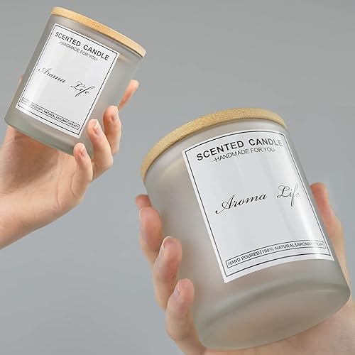 Miniatura 8 de Creahaus Paquete de 16 tarros de vela gruesos de 10 onzas con tapas de bambú para hacer velas, recipientes de vela de vidrio vacío rosa a granel y