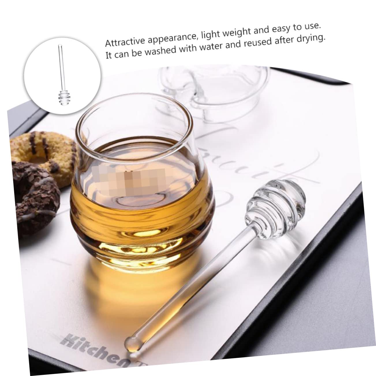 OFFSCH 2pcs Plastic Honey Dipper Stirring Sticks Reusable Stirring Stick for Honey Jam and Coffee Easy to Clean with Deep Grooves for Better Adherence