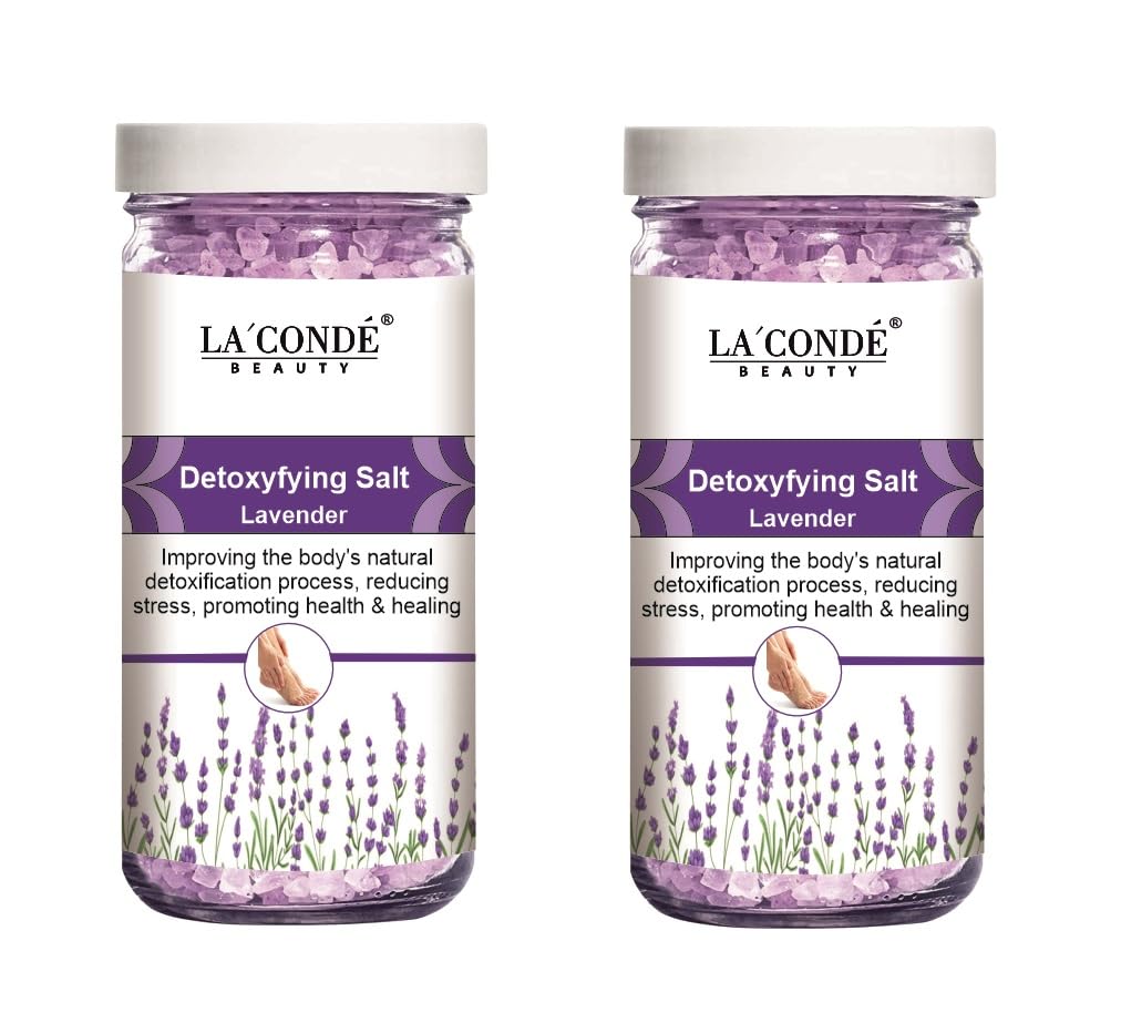 La'Conde Detoxifying Lavender Bath Salt for Men & Women | Crystal Bath Salt for Aura Cleansing | Natural Foot Soak for Stress Relief | Pack of 2 (200g Each)-image-40