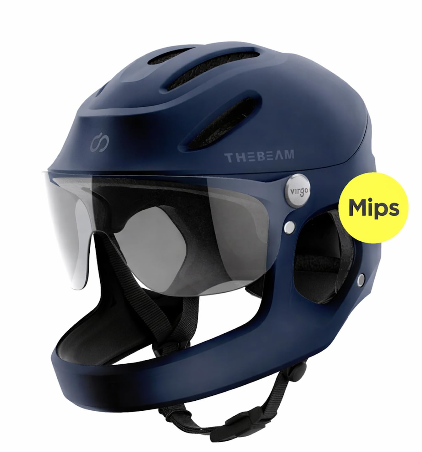 THE BEAM Casco INTEGRAL MIPS – Para E-Bike, Protección Facial Completa para Hombre y Mujer, Sistema de Seguridad MIPS Integrado, Ligero, Ventilado, con Luz de Freno Inteligente