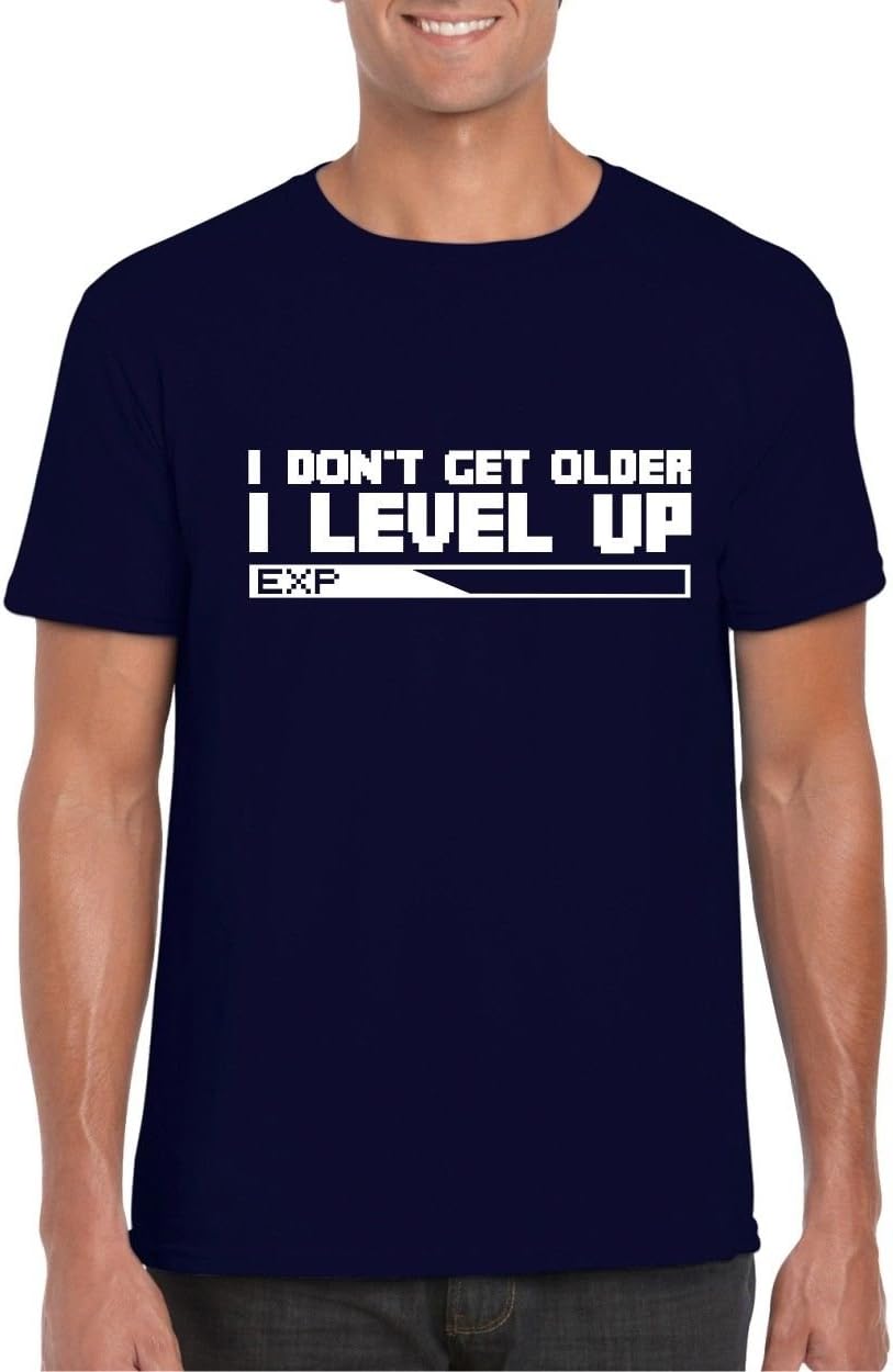 I Don't Get Older I Level Up Mens/Adult Novelty Tshirt Gift/Secret Santa/Funny/Gamer/Gaming (Medium, Navy)