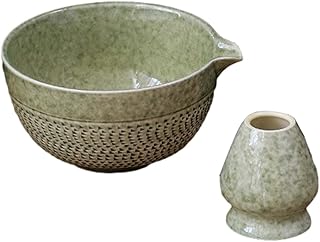 Pleayietoopiatiey 2 cuencos tradicionales japoneses para matcha y batidor para ceremonia de té, oficina, color verde