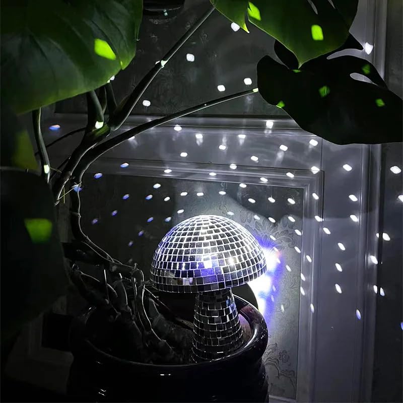Disco Ball Decoration Mirror Reflective Mushroom Shape Ball Wedding Party Room Table Bar Stage Ornaments DJ Lighting Reflections (Silver, 4