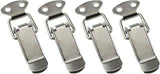 Dokpav 4 PCS Spring Loaded Toggle Latch, Stainless Steel Toggle Latch Clamp, Lever Lock, Spring Loaded Latch Catch Toggle Hasp, Toggle Latch Catch Clamp Clip for Trunk Case Box Drawer Chest(Silver)