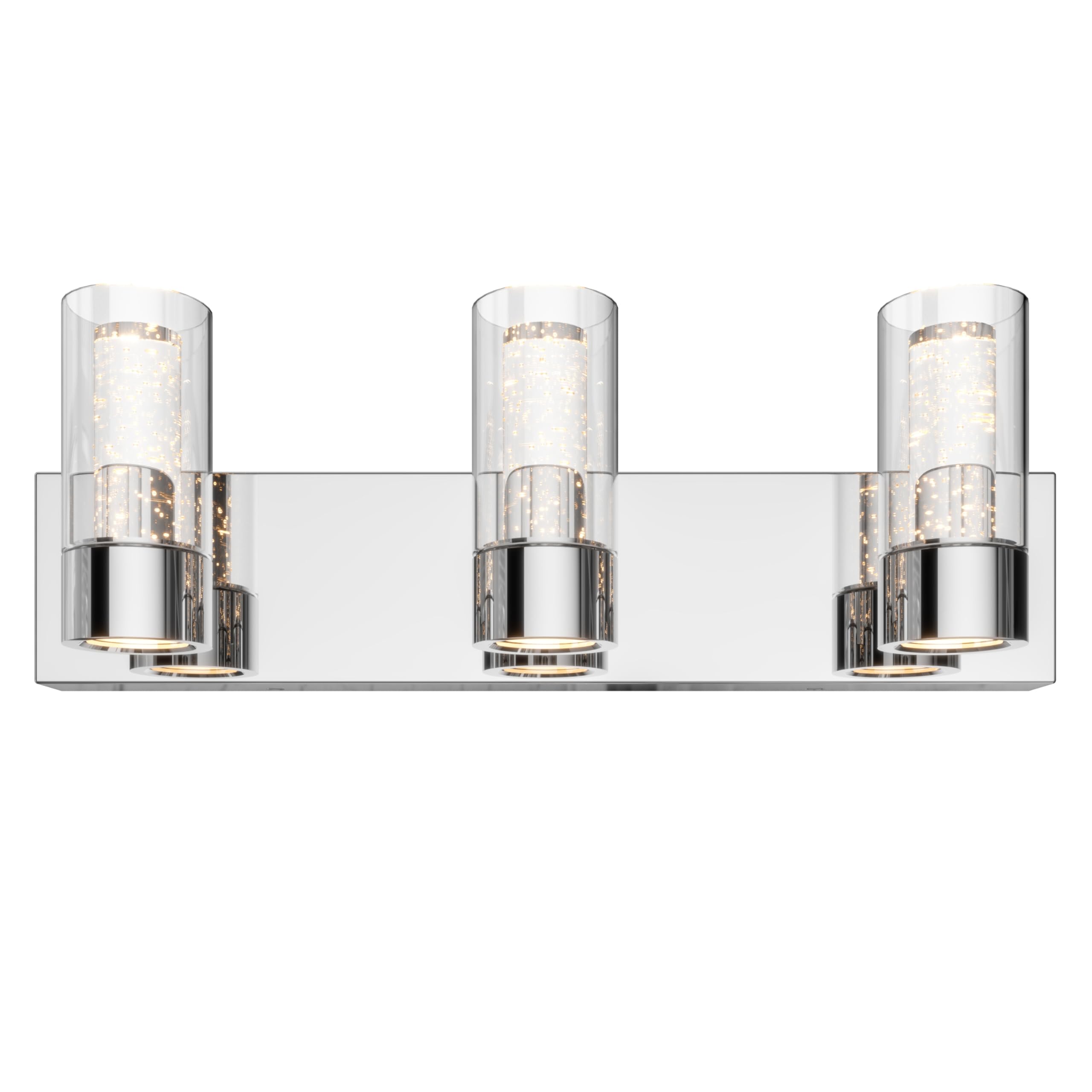 artika Essence 23W LED Modern Vanity Light Fixture, Chrome Finish with Bubble Glass and Glass Diffusers - Ideal for Bathroom Lighting - 1800 Lumens, 3000 Kelvin, No Bulb Required