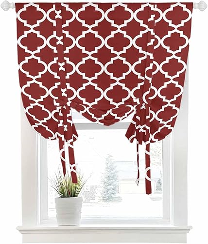 Eeijunphn Tie Up Curtain Morocco Ethnic Pattern Rod Pocket Valances Window Shade