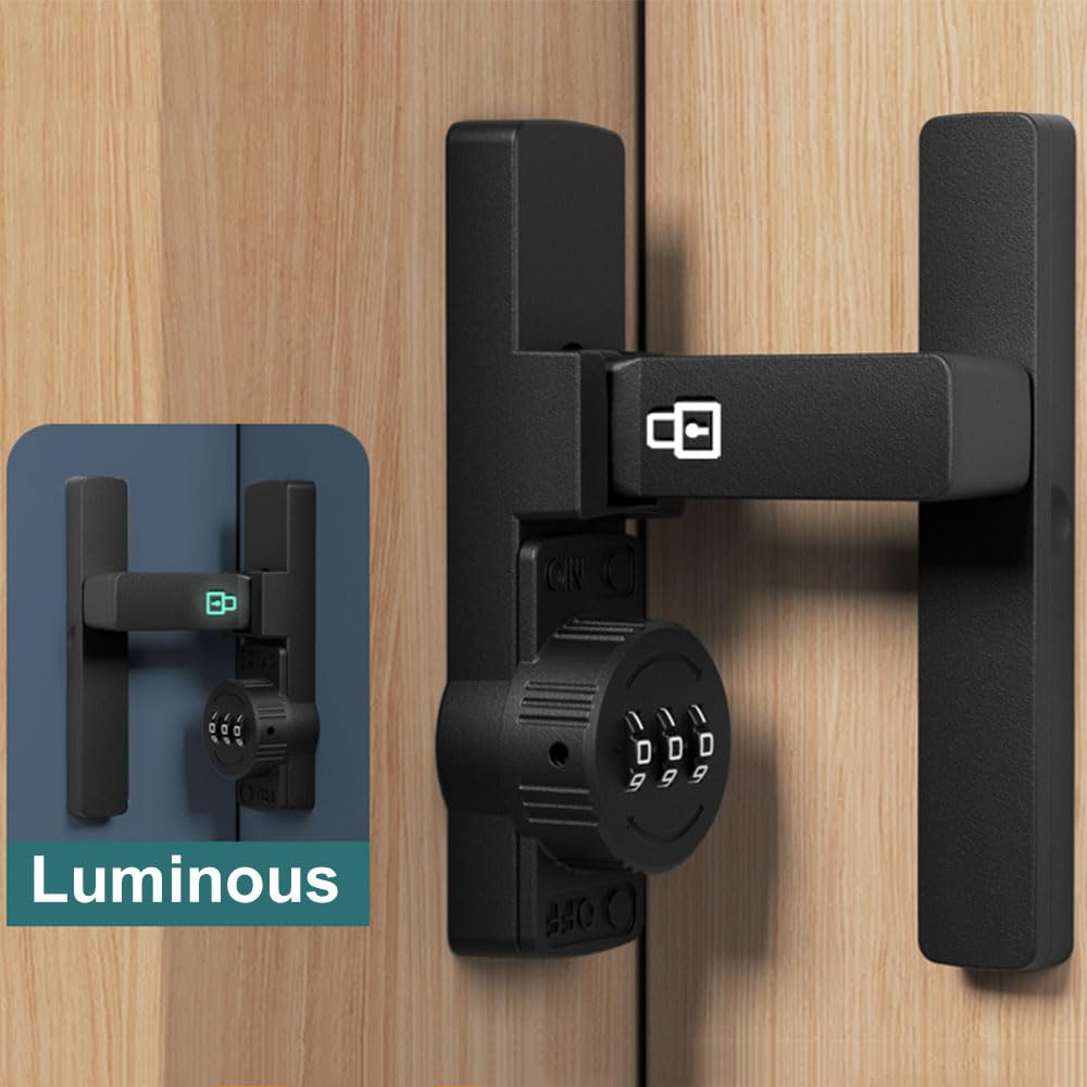 90 Degree Mechanical Password Door Lock With Luminous Security Latch, Sliding Hardware for Barn Garden, Bathroom, Cabinet - Image 4