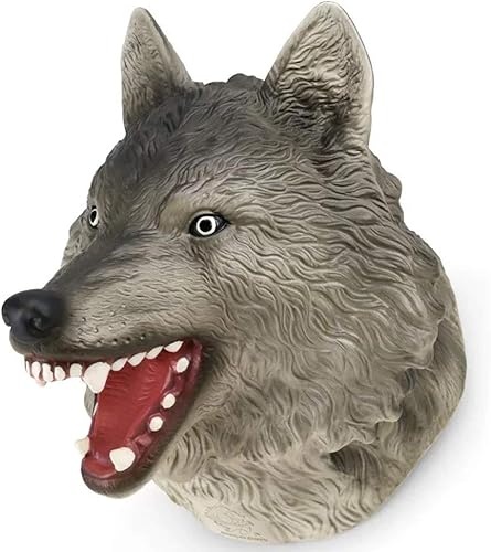 Miniatura 2 de Gemini&Genius Marioneta de mano de animal para niños, figura de acción realista de goma suave, juguetes de juego de rol (lobo)