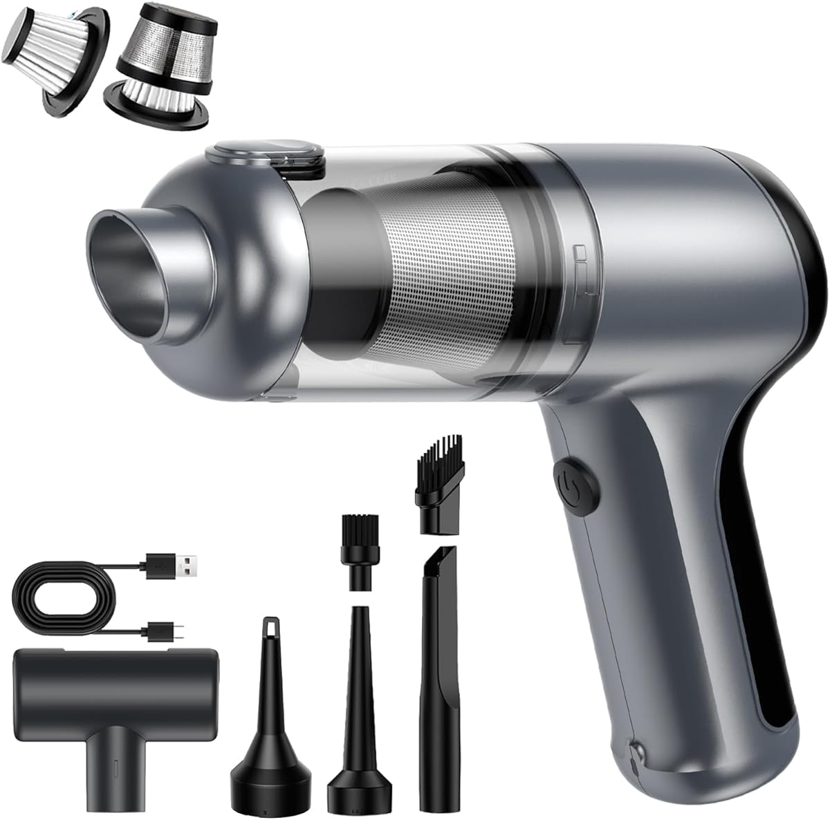 Fanisic Car Vacuum Handheld Vacuum Cleaner/Air Duster, 18000PA Strong Suction with Brushless Motor, Rechargeable Dust Buster/Hand Pump Low Noise for Car Detailing Home Office Cleaning