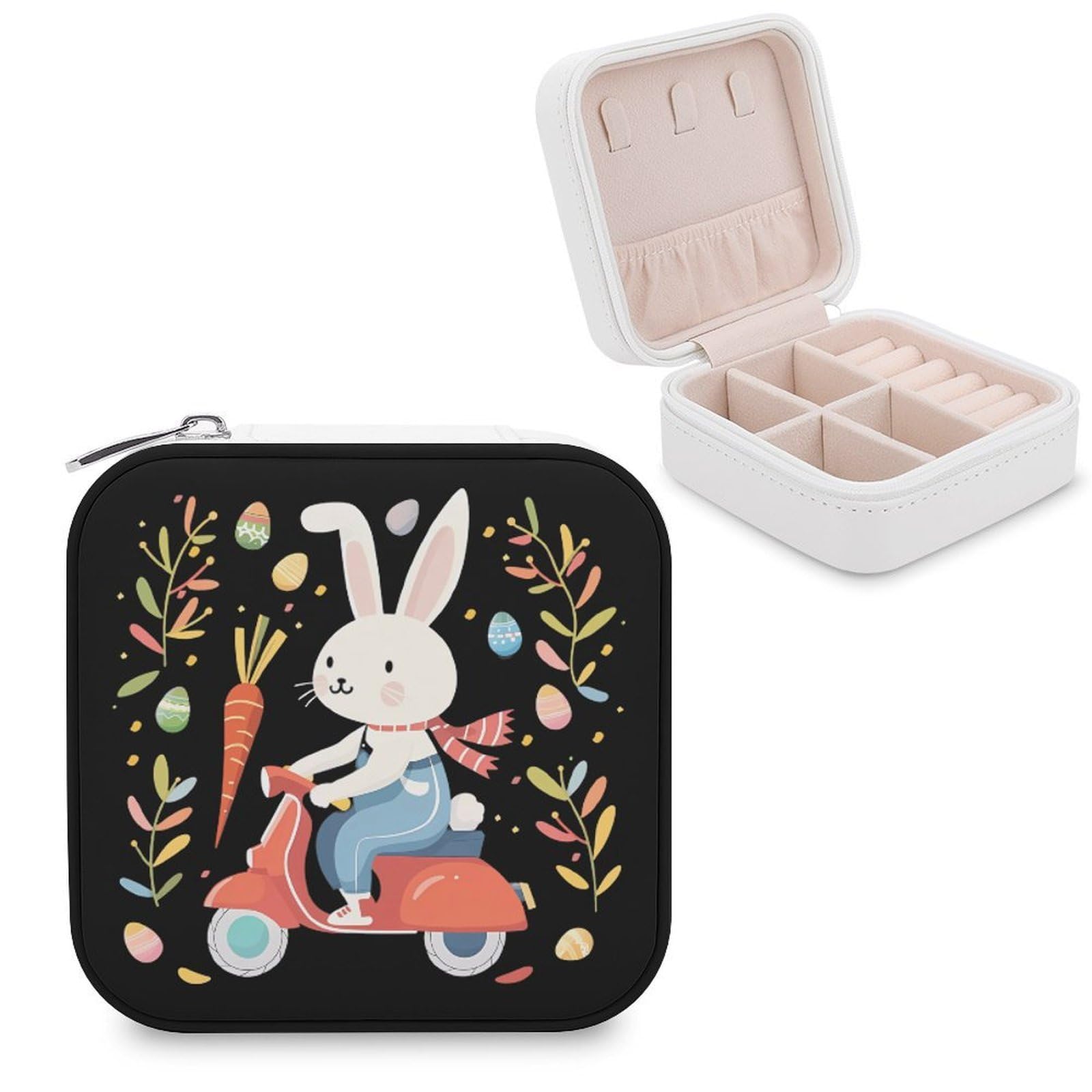 CUTJMDNGH Easter Day Rabbits Jewelry Box for Women Jewellery Case Organizer Storage Boxes Craft