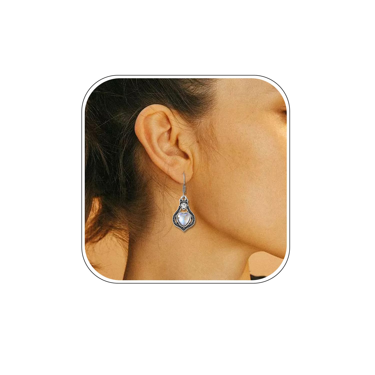 Vintage Bohemian Earrings for Women Turquoise Moonstone Dangle Drop Earrings Vintage Ethnic Jewelry Gift