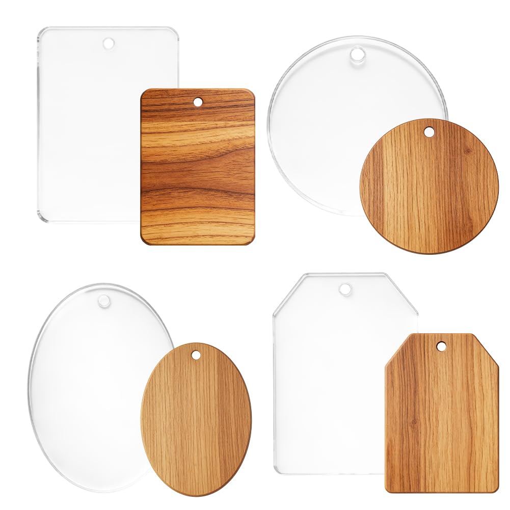 beinkmake 4Pcs Blank Tag Shape Acrylic Router Template for Woodworking, 5mm Thick Decor Hanging Tag Inlay Template Jig Kit Tracing Stencil for DIY Wood Craft