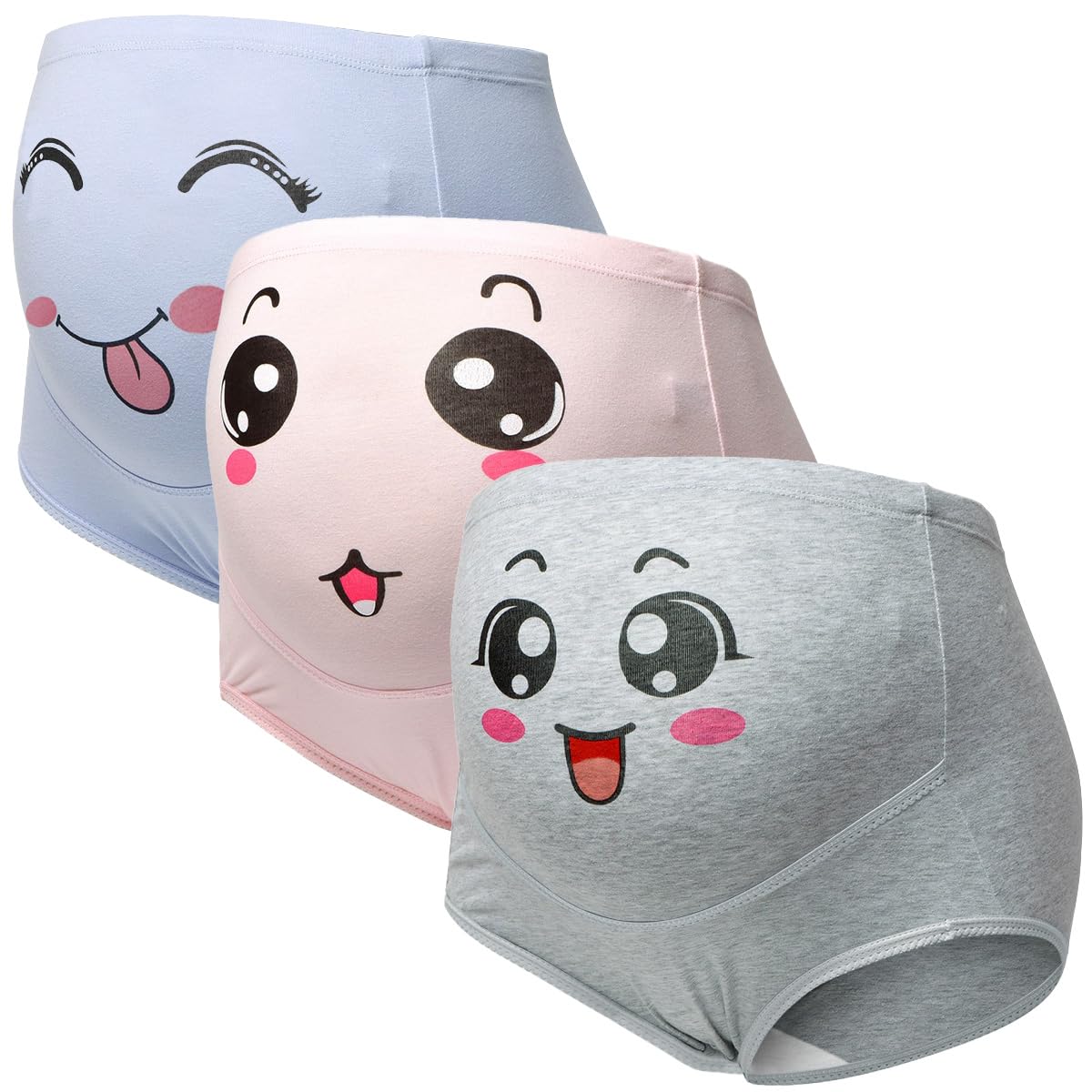 Bragas De Maternidad para Mujer - Paquete De 3 Elásticas De Cintura Alta De Algodón con Estampado Sonriente