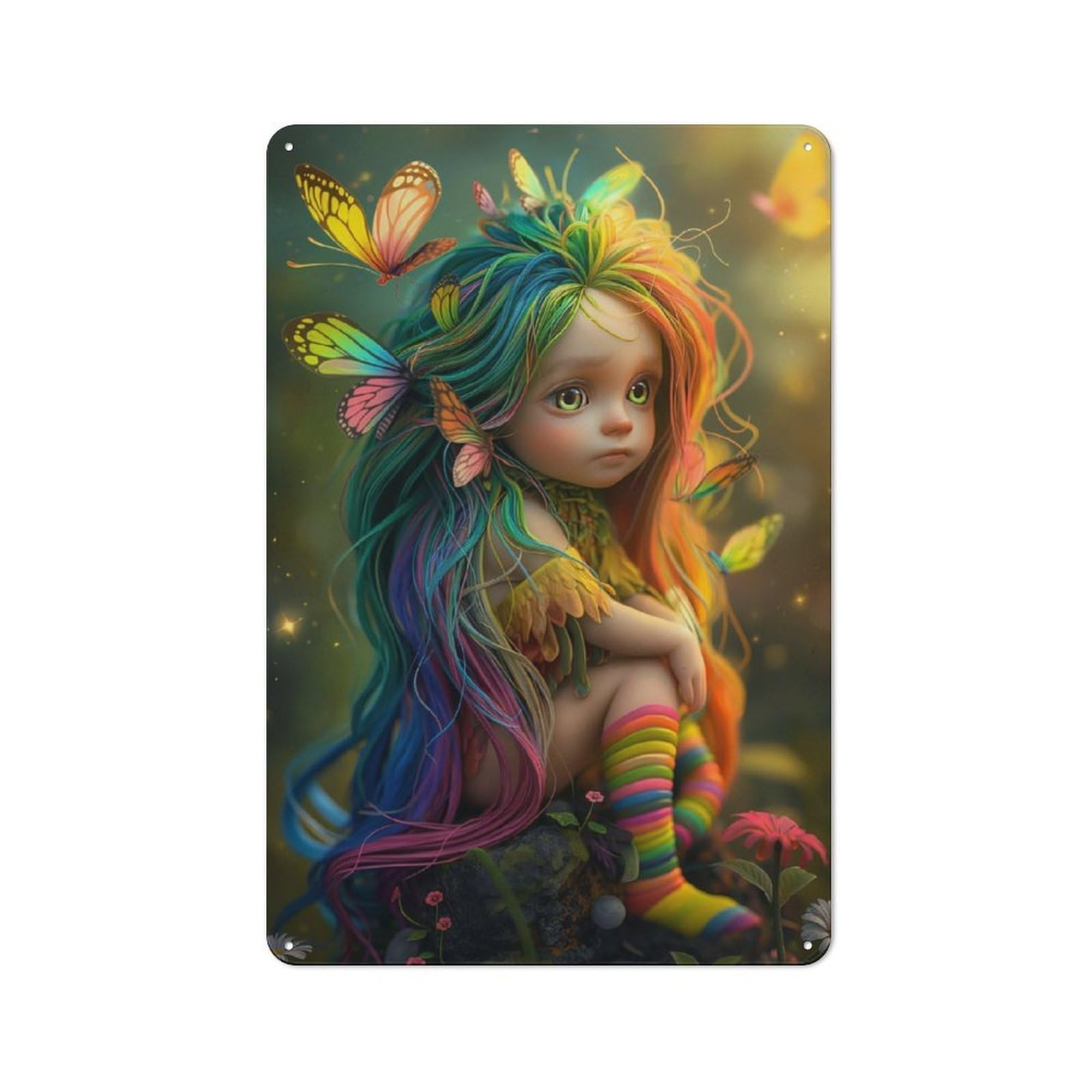 Junmoney Butterfly Fairy Metal Sign 30X20cm With For Workshop Wall, Rustic Decor, For Collectors Decorating Workshops And Hobby Rooms