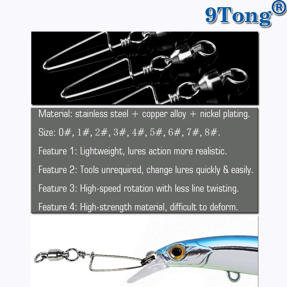 9Tong 25pcs 48lbs High Strength Stainless Steel Fishing Swivels with Barrel Swivel for Freshwater and Saltwater Fishing - Image 2