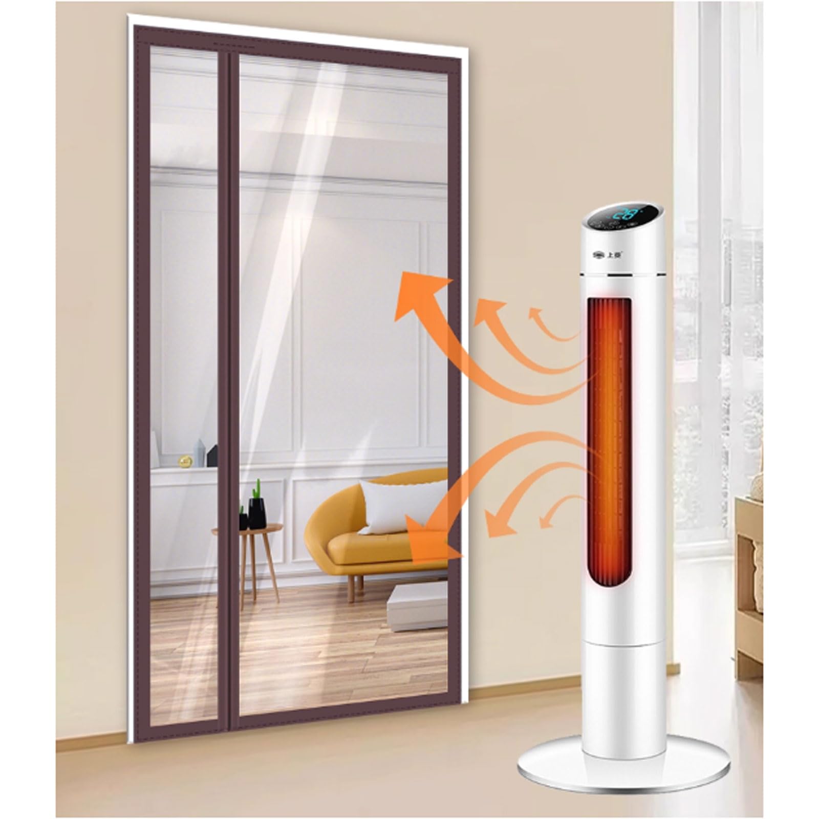 Magnetische Wärmeisolierende Türvorhänge Hochwertige Insektenschutzgitter für Wintertüren Transparente Trennwandabdeckung Schiebetür Küche Balkon Und Balkon,A,100x210cm