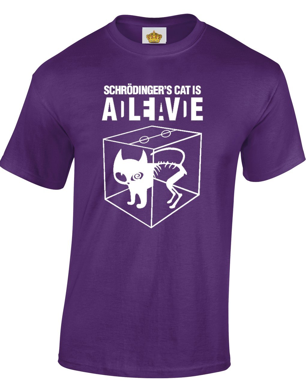 Crown Designs Schrodingers Cat is Dead/Alive Comedy TV Show Inspired for Men & Teenagers T-Shirts Tops - Purple/Large