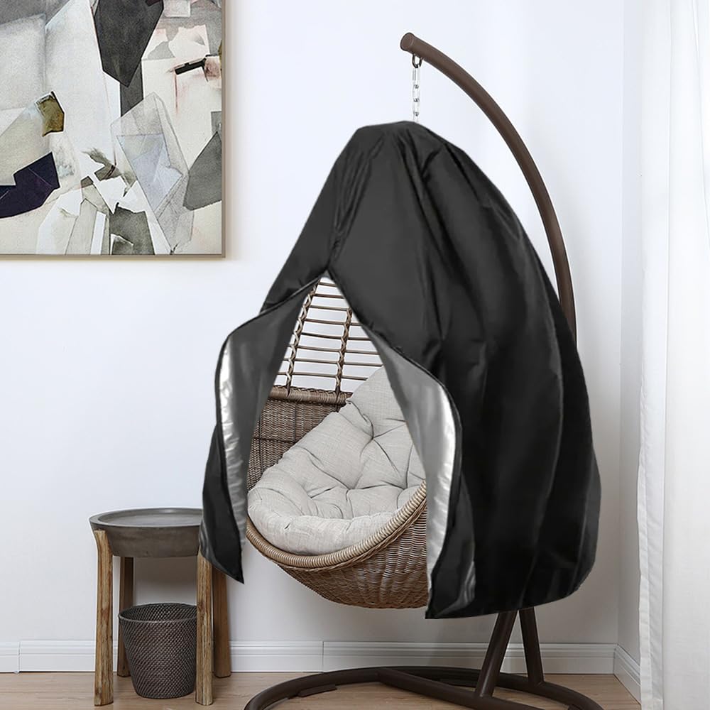 wocpvm Hanging Egg Chair Cover 210D Oxford Heavy Egg Chair Covers Waterproof Heavy Duty Swing Egg Chair Cover with Zipper for Patio Swing Chairs-190 x 115cm - Image 4